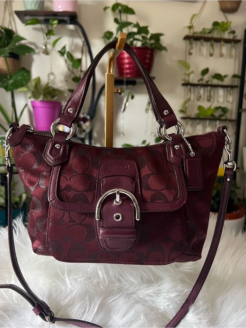 Coach Burgundy Signature Buckle Shoulder Bag